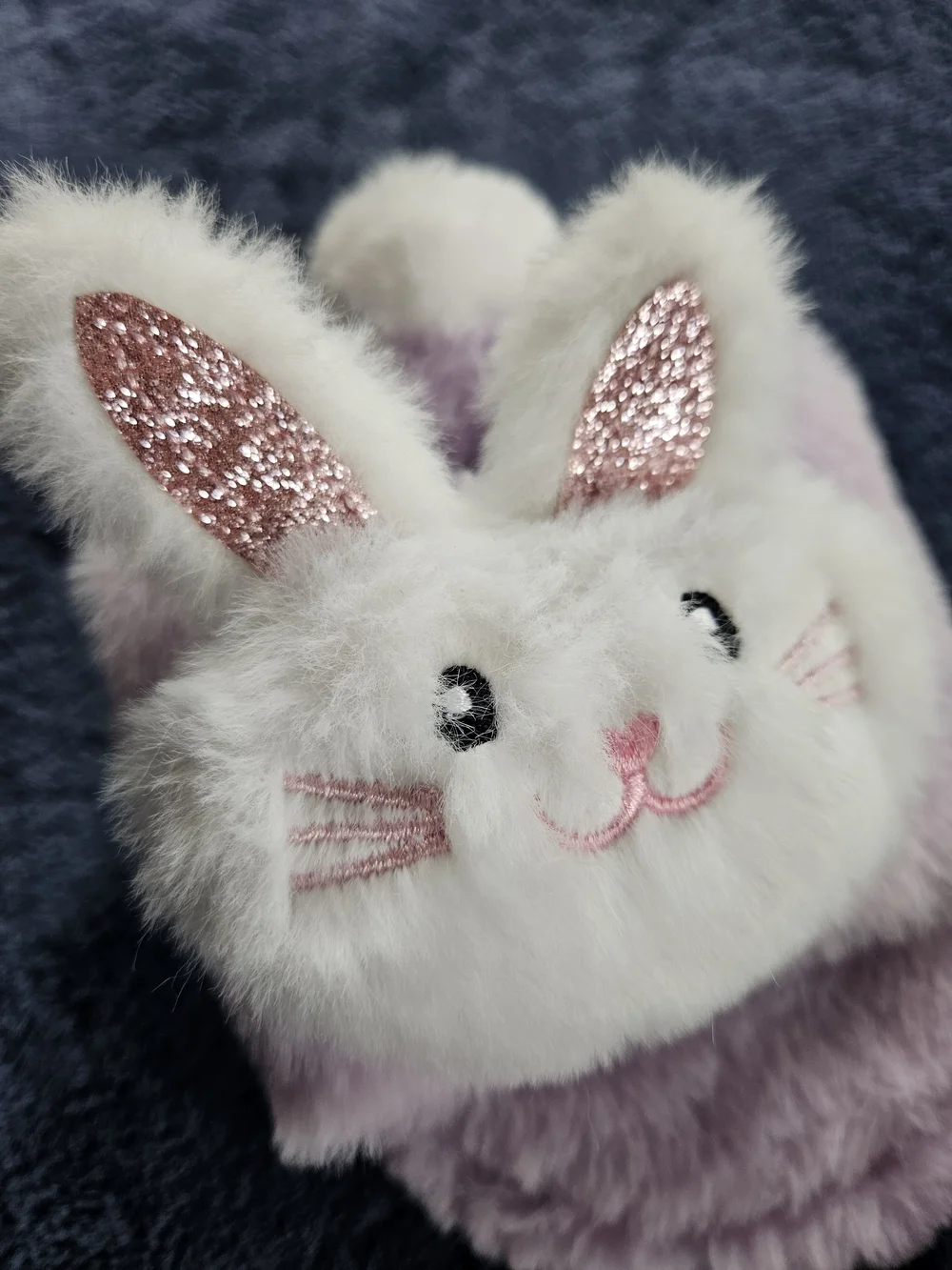 Plush Bunny Slide Slippers for Kids - Lavender