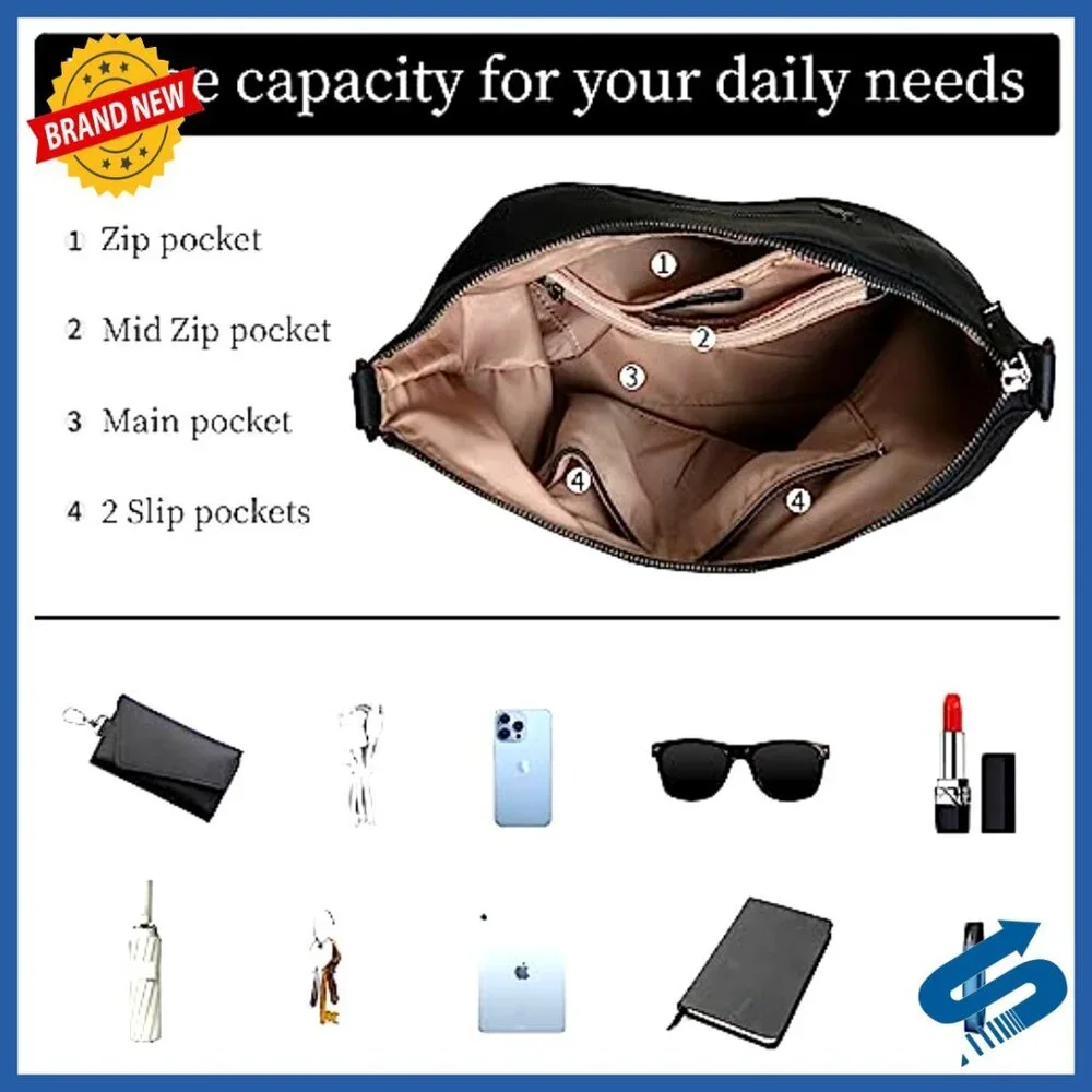 Large Capacity Leather Hobo Bag with Adjustable Straps for Everyday Work