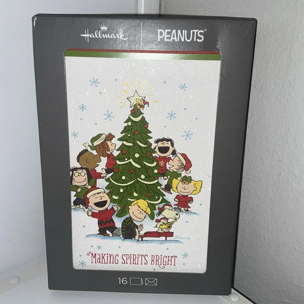 PEANUTS Making Spirits Bright Hallmark Greeting Cards Box 16 Self Seal Envelopes