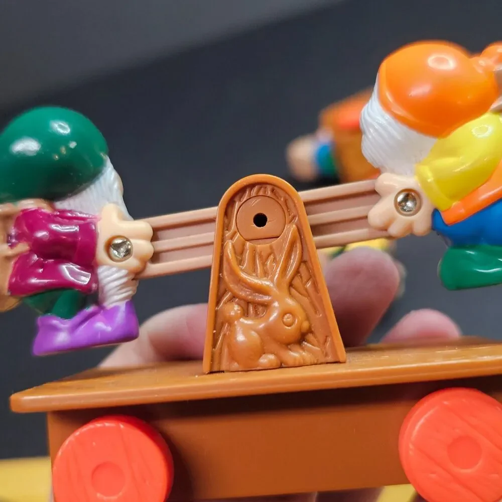 Lot of 3 Seven Dwarves Vtg McDonald's Disney Toys 1992 Teeter Totter Mine Cars
