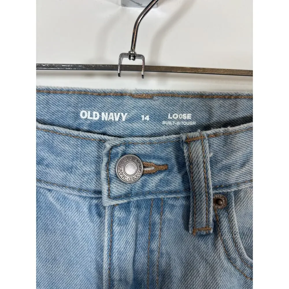Old Navy Built-In Tough Loose Jeans Boys Kids 14 Blue Adjustable Waistband