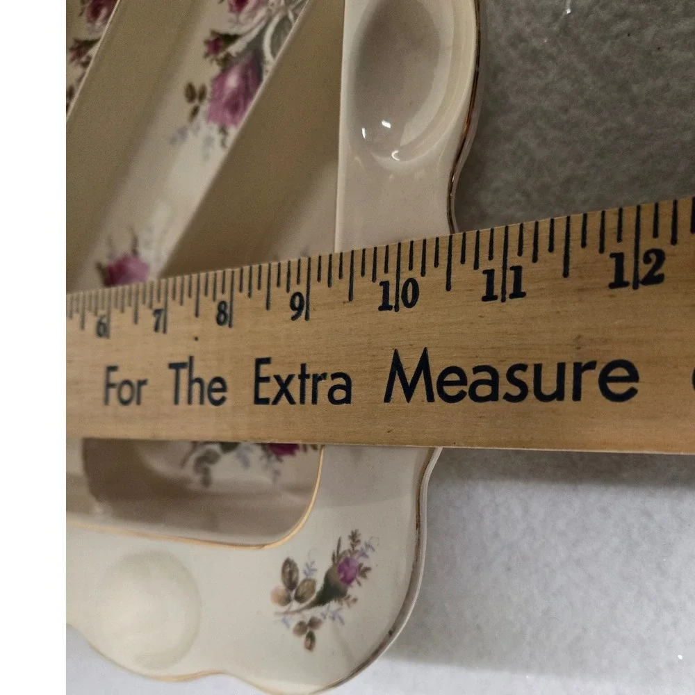 Vintage Deviled Egg Platter 12 Egg Rose Floral Divided Relish Serving Tray