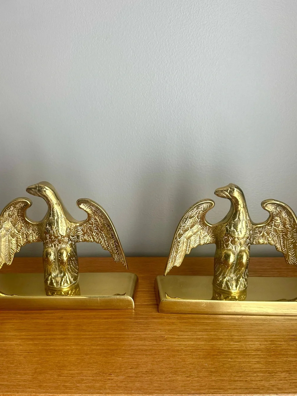 🦅 Vintage Virginia Metalcrafters Solid Brass Eagle Bookends – Model 8-14