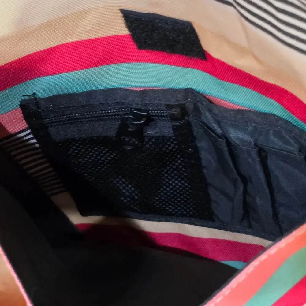 Roxy Retro Multicolor Striped Canvas Backpack ┃Boho Coastal Surfercore Flap Top
