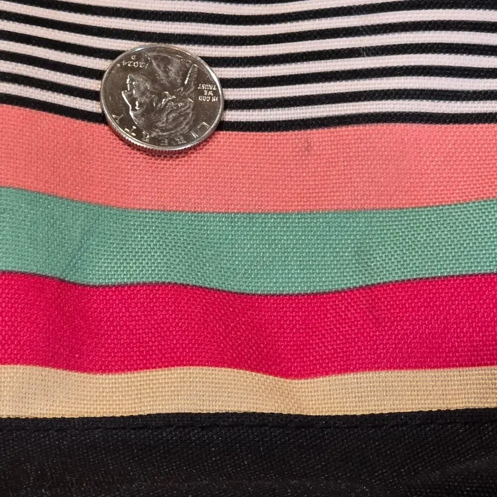 Roxy Retro Multicolor Striped Canvas Backpack ┃Boho Coastal Surfercore Flap Top