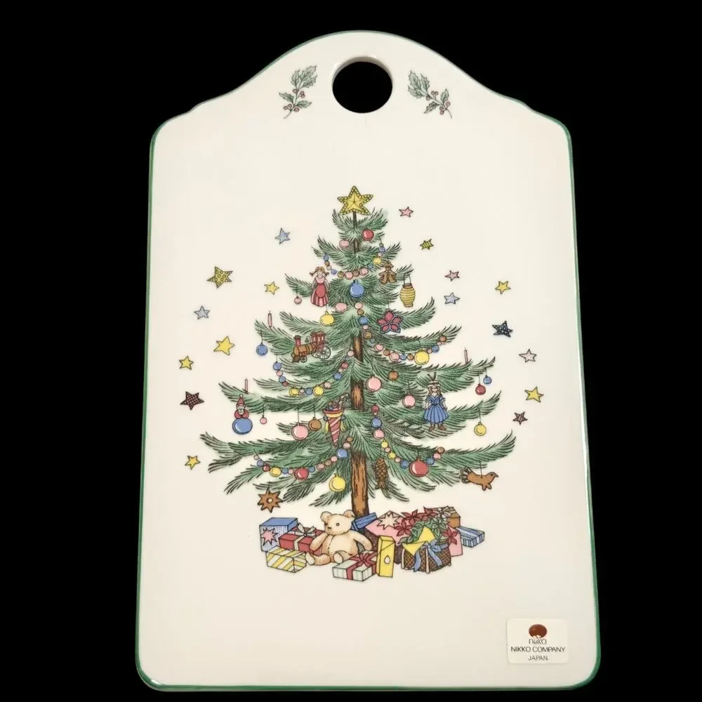 Nikko Happy Holidays Ceramic Christmas Tree Snack Cheese Board Japan New in Box