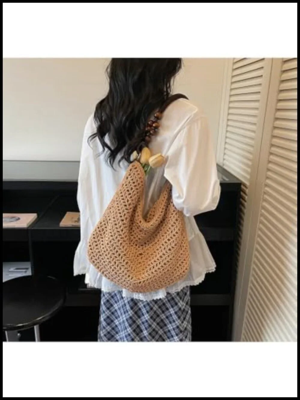 Handwoven Cotton Crochet Hobo Bag Large Summer Beach Knitted Tote Shoulder Bag