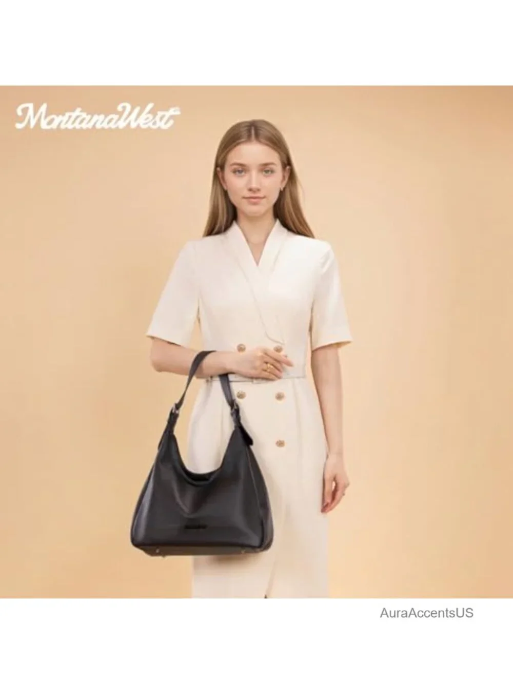 Hobo Bag for Women Shoulder Handbag Fake Leather Multi-Pocket Purse