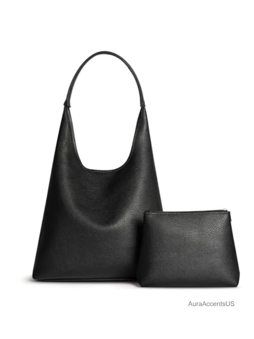 Vegan Leather Hobo Bag for Women Large Slouchy Shoulder Purse with Mini Tote Set