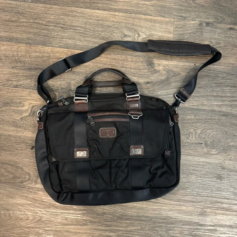 Tumi Alpha Bravo Pinkney Flap Brief Case 2-Way Hand Shoulder Messenger Bag‎
