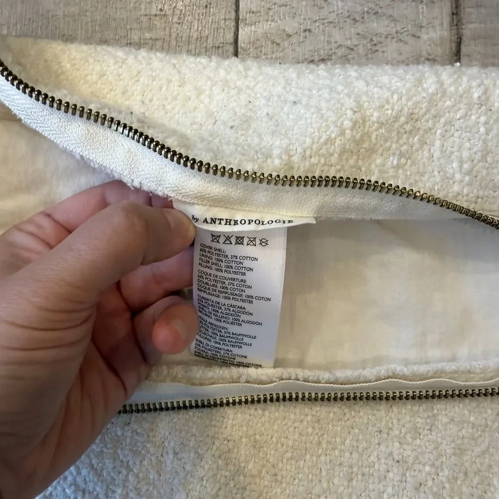 Anthropologie Textured Cream Throw‎ Pillowcase