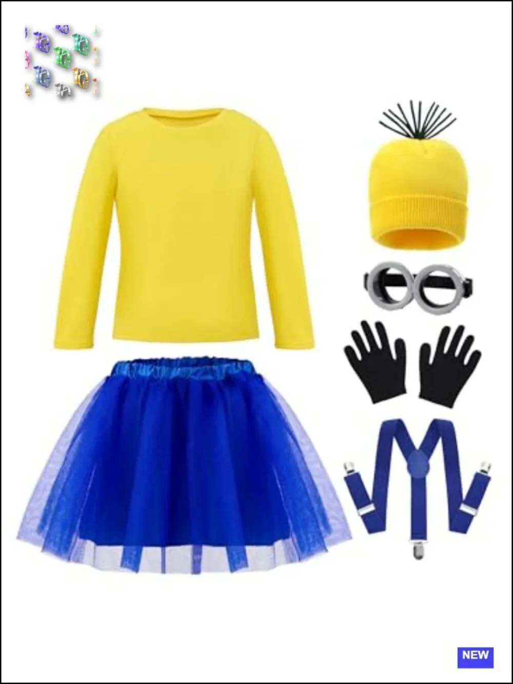 Halloween Girls Tutu Costume Set with Long Sleeve Shirt, Hat, Gloves &