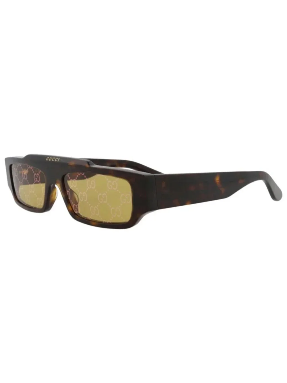New Gucci Women's Sunglasses Square Rectangle Recycled Acetate Frame Mens Havana