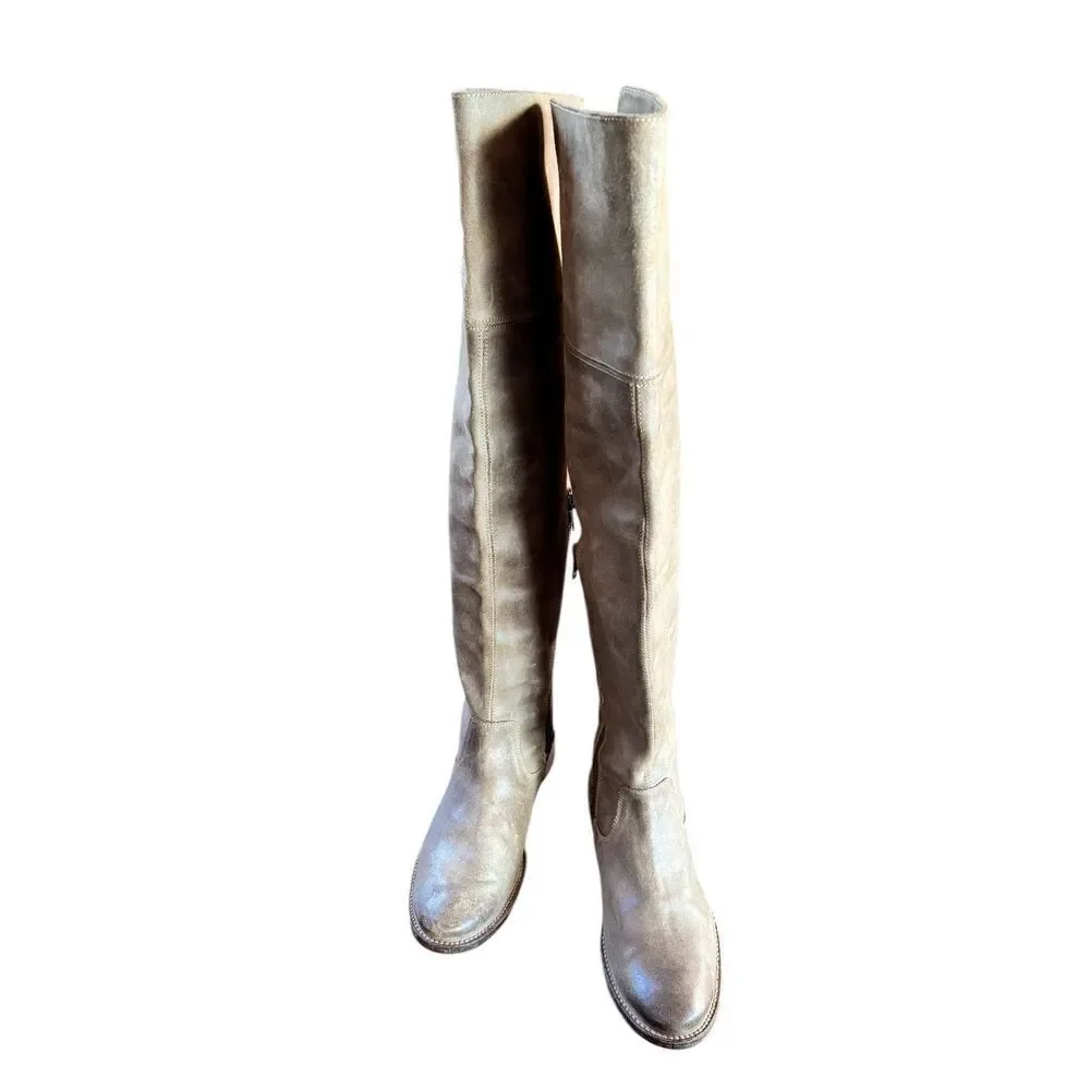 Frye SHIRLEY Distressed Grain Leather OVER THE KNEE Boots Women 9B