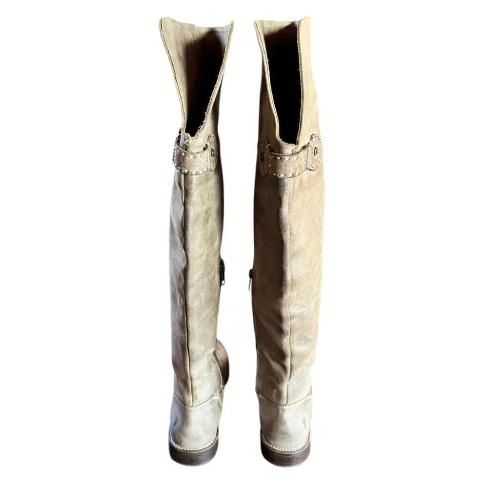 Frye SHIRLEY Distressed Grain Leather OVER THE KNEE Boots Women 9B