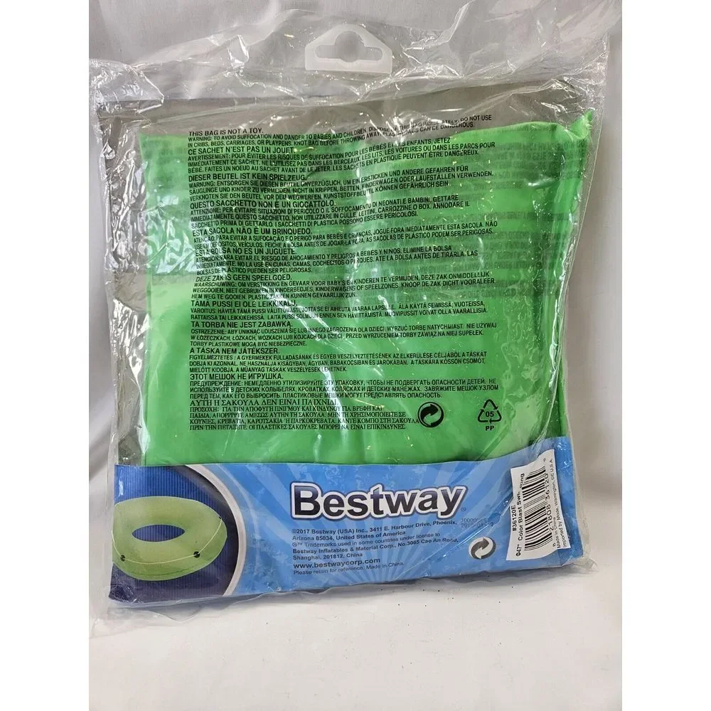 H2O Go! Large Green Color Blast Swim Ring Inflated Size: 41.7 In. X 10.6 In Tube