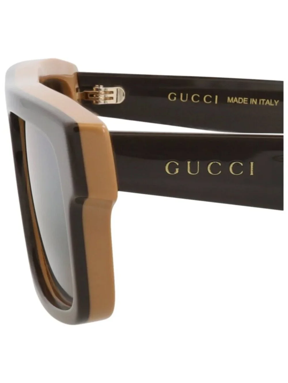 New Gucci Women's Sunglasses Square Rectangle Recycled Acetate Frame Mens Brown