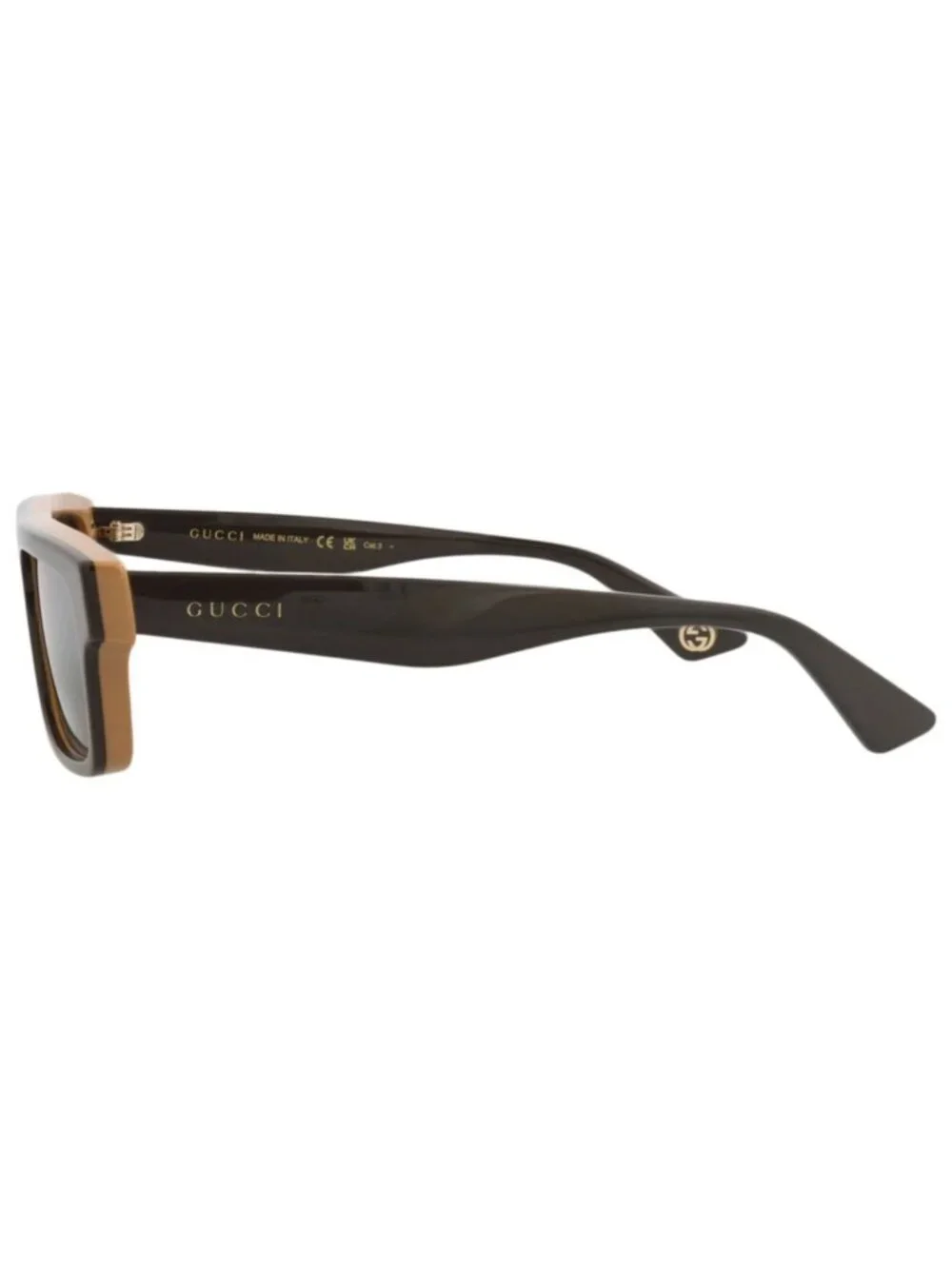 New Gucci Women's Sunglasses Square Rectangle Recycled Acetate Frame Mens Brown