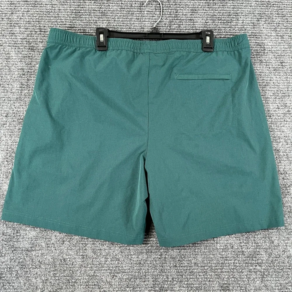 Lands End Swim Trunks Mens XXL Green Elastic Waist Quick Dry Beach Pool