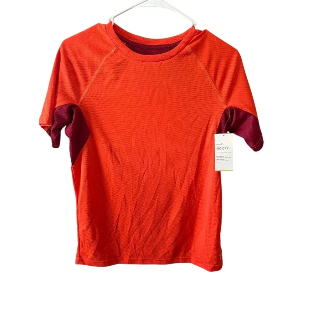 Old Navy‎ Active Go-Dry Boys XL 14-16 Orange Maroon Athletic T-Shirt NWT