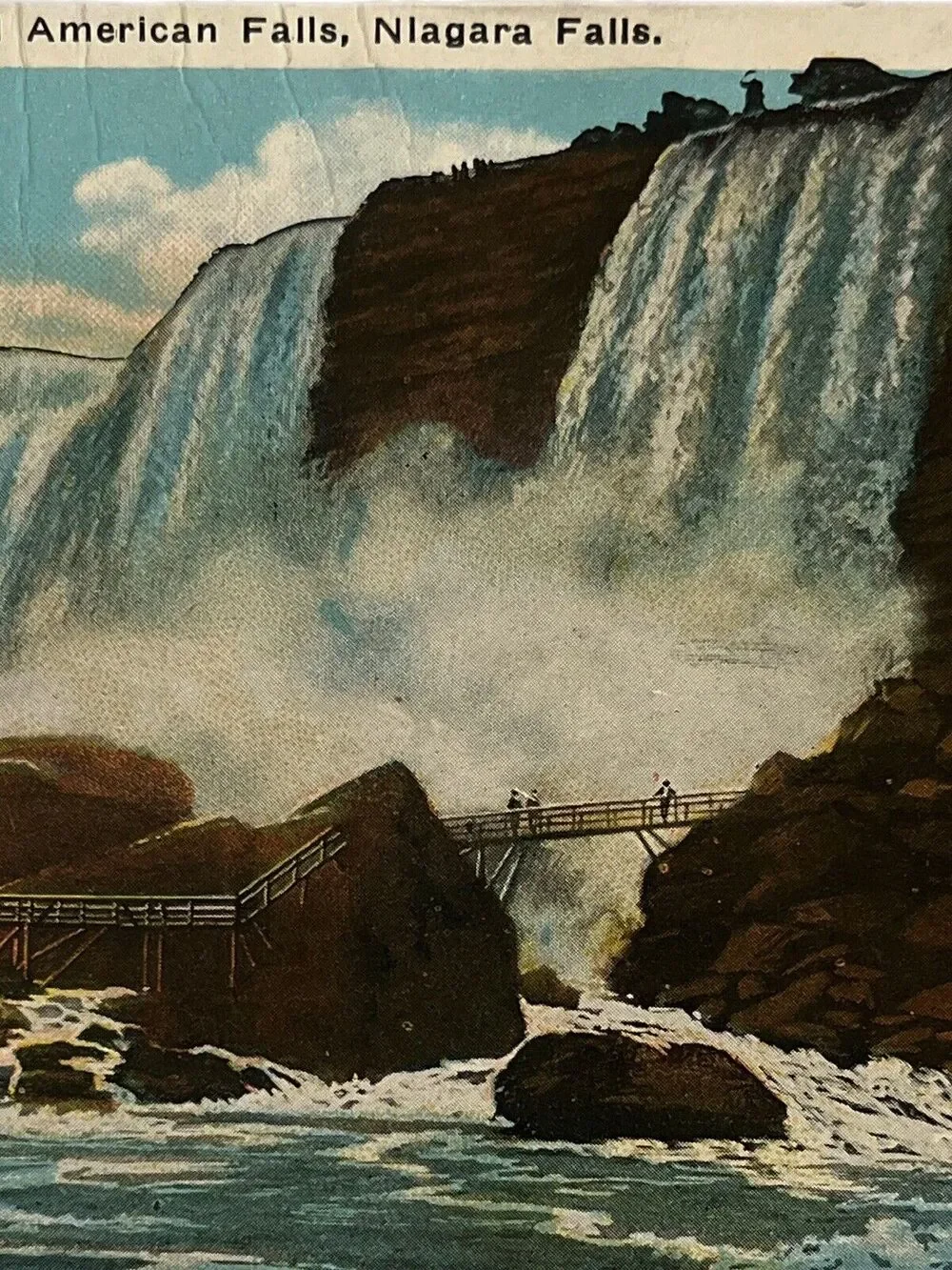 Vintage 1931 Lithograph Ephemera Postcard Travel Souvenir Niagara Falls, NY USA
