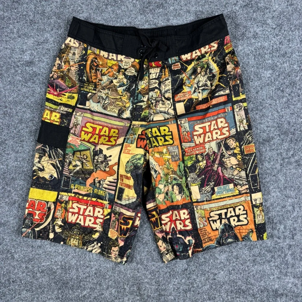 Star Wars Swim Trunks Mens Size M Comic Book Print Mesh Lined Board Shorts 23859
