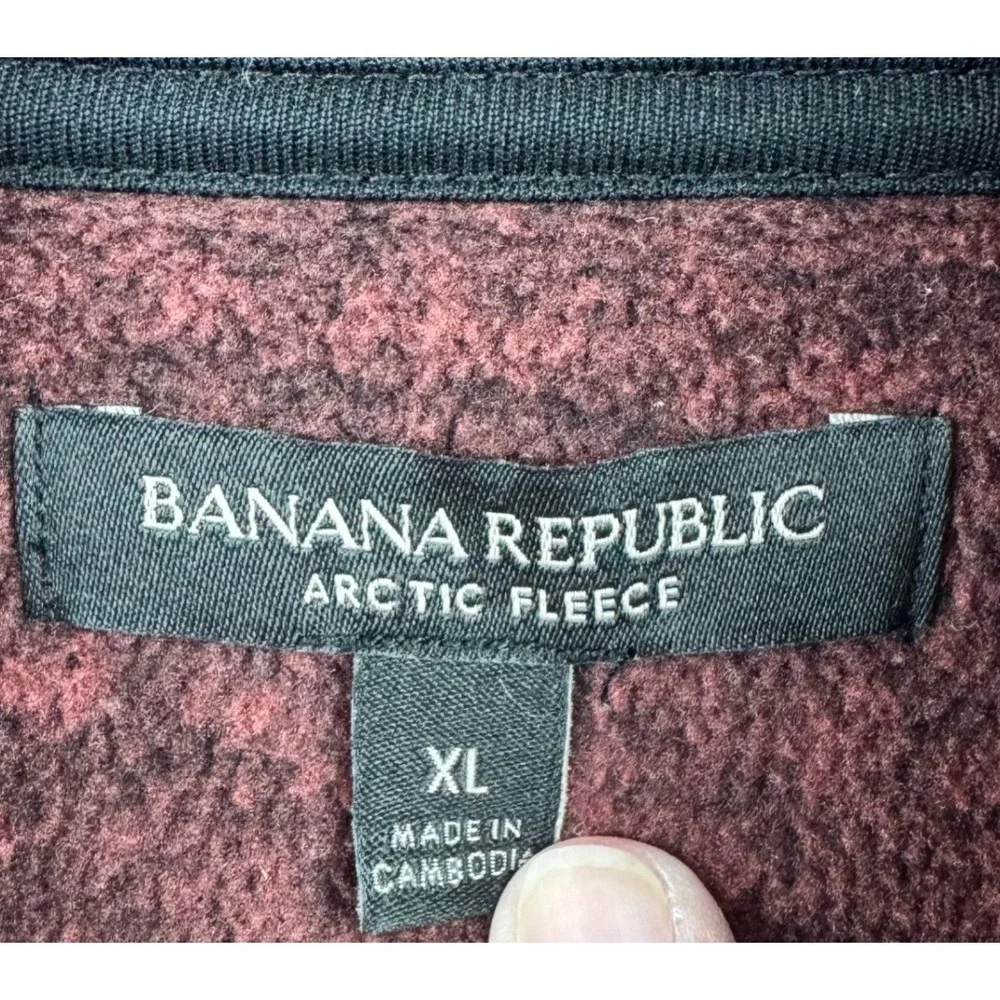 Banana Republic Arctic Fleece Pullover Mens XL Burgundy Heather 1/4 Zip Gorpcore
