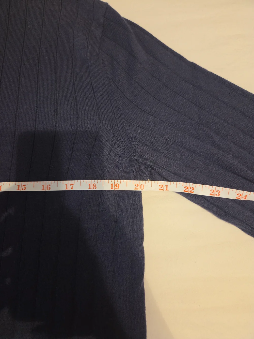 Banana Republic Cotton Cashmere Navy Ribbed Quarter-Zip Sweater