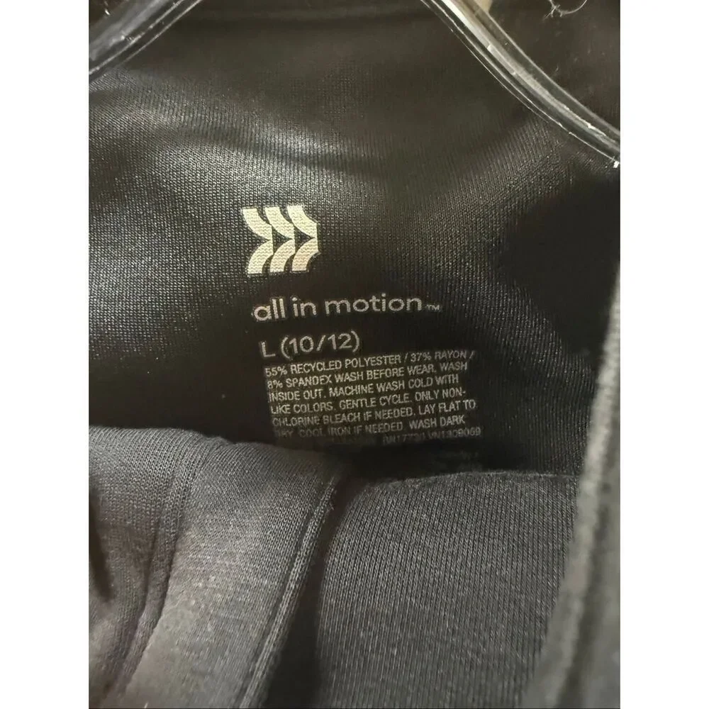 All in Motion Girls Half Zip Sweatshirt Wide Leg Pants Set 2 Piece Black Size 14