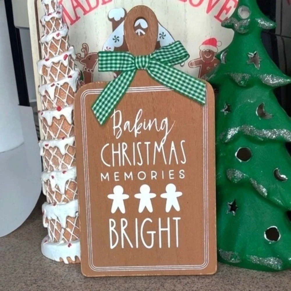 Baking Christmas Memories Bright Wood Cutting Board Christmas‎ Gingerbread Decor