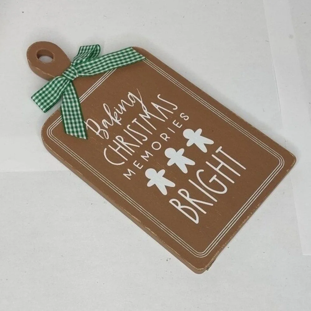Baking Christmas Memories Bright Wood Cutting Board Christmas‎ Gingerbread Decor