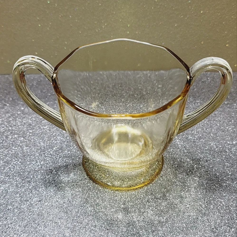 Vintage Fostoria Fairfax Yellow Depression Glass Sugar Bowl