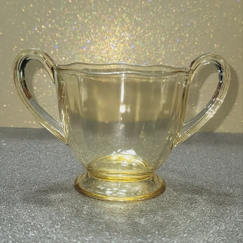 Vintage Fostoria Fairfax Yellow Depression Glass Sugar Bowl