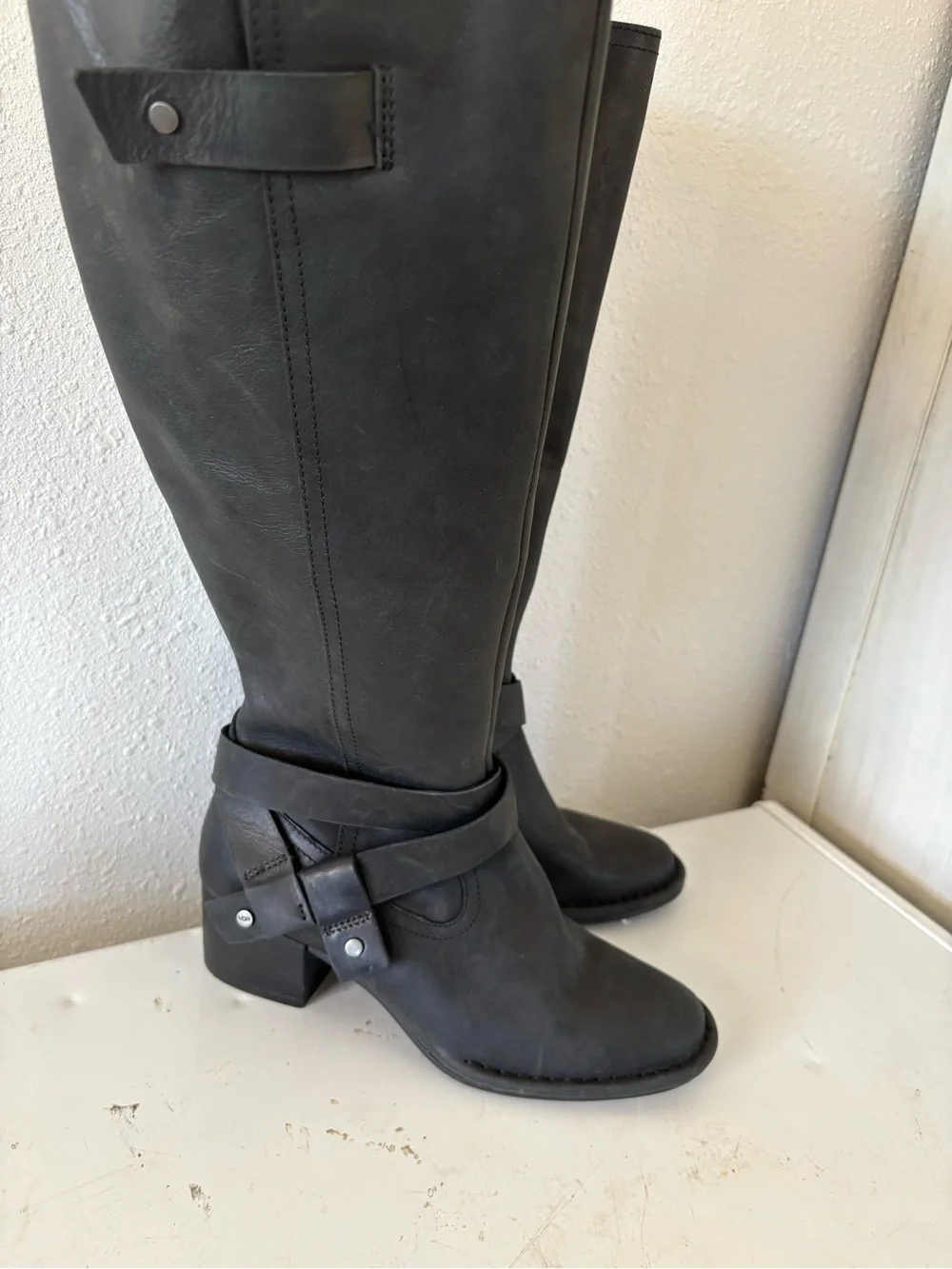 UGG Black Leather Tall Harness Moto Boots Women’s Size 5 – New Without Box