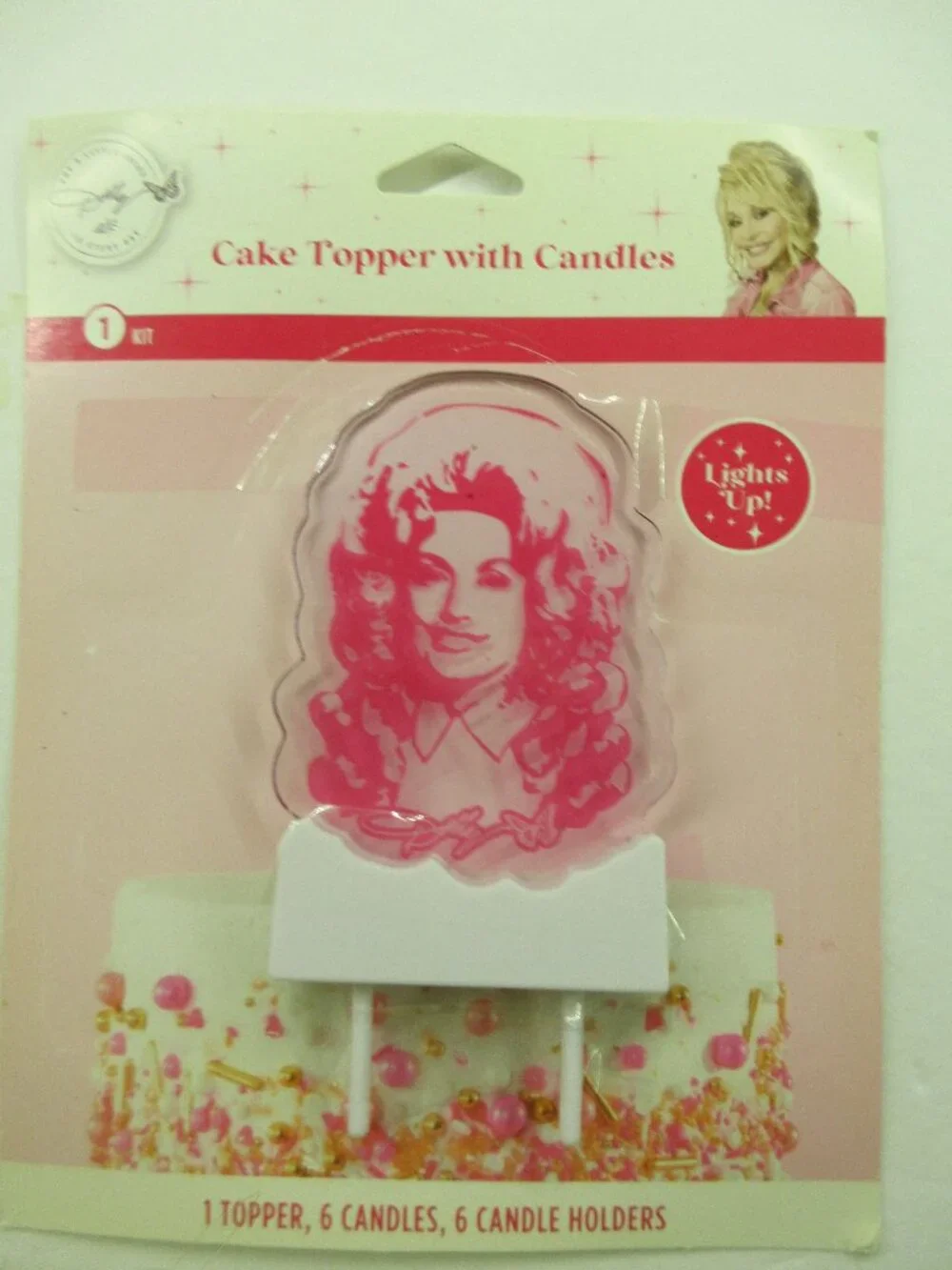 Dolly Parton Cake Topper Lights Up -Tested and Working NO Candles/Candleholders