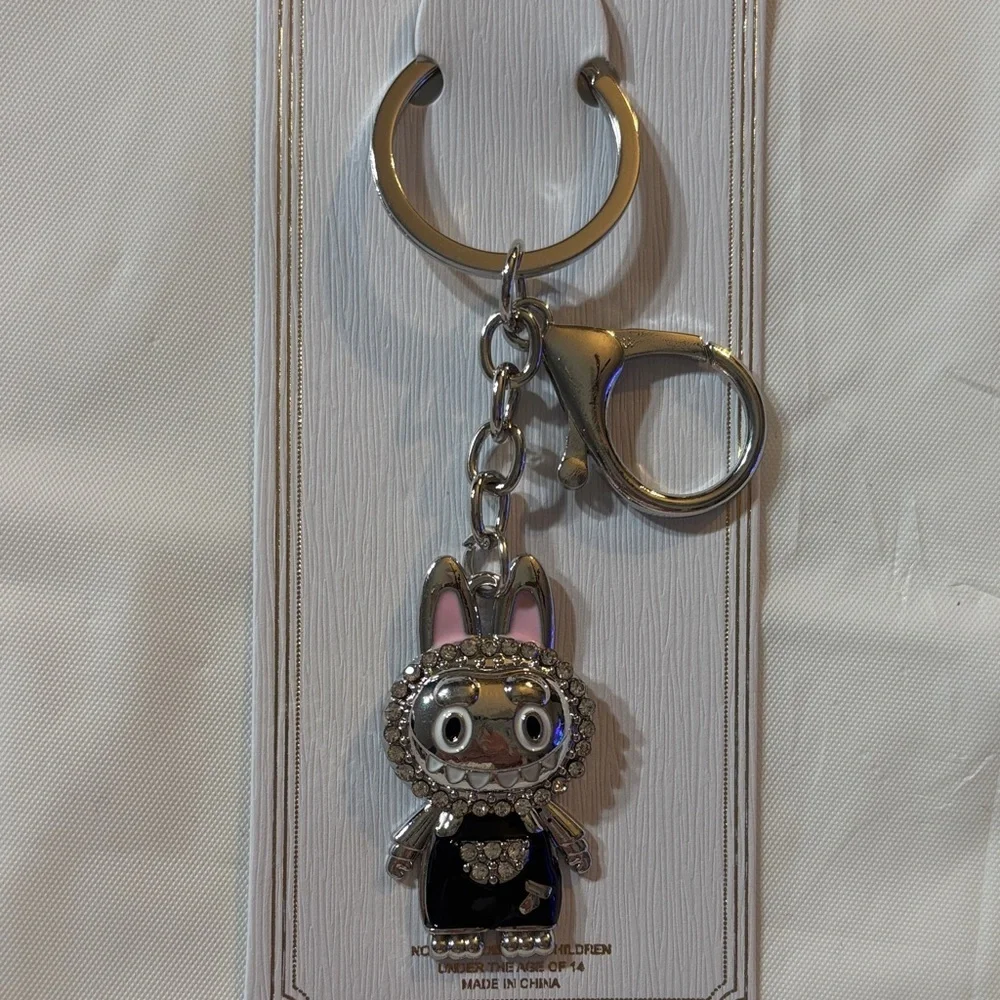 Labubu Silver and Black Keychain/Bag Charm
