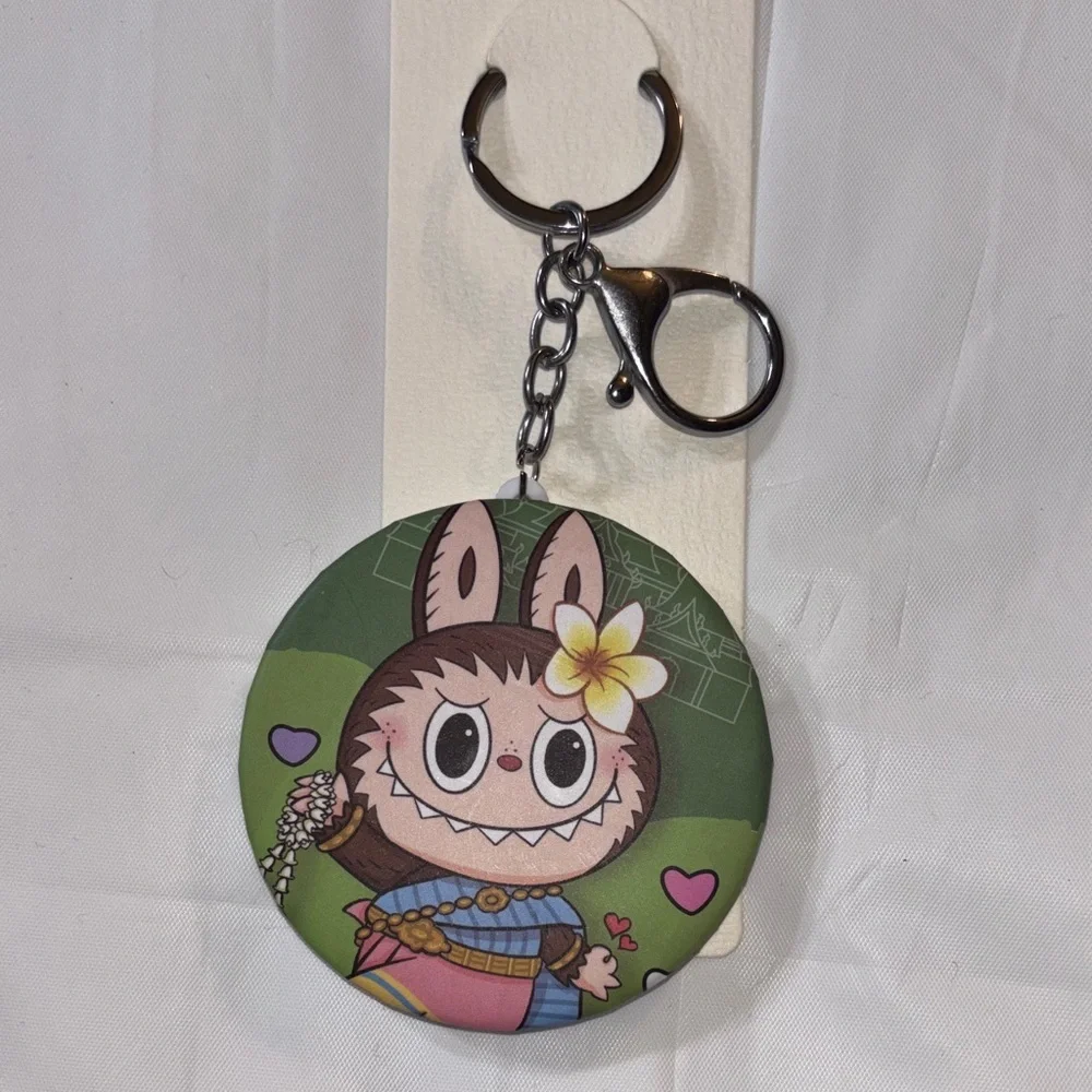 Green Labubu Compact Mirror Keychain/Bag Charm