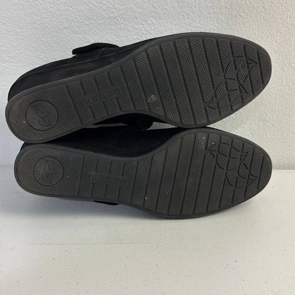 Black Suede Mary Jane Wedge Preppy Shoes Career Minimalist Whimsigoth Women 9