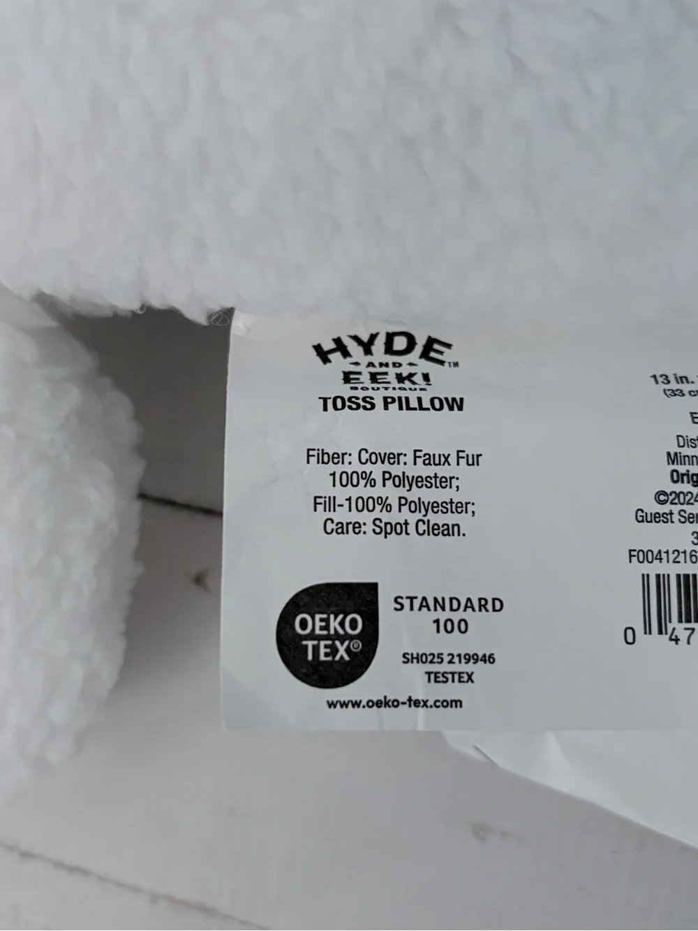 Hyde & EEK! Boutique Faux Shearling Ghost Novelty Halloween Throw Pillow NEW