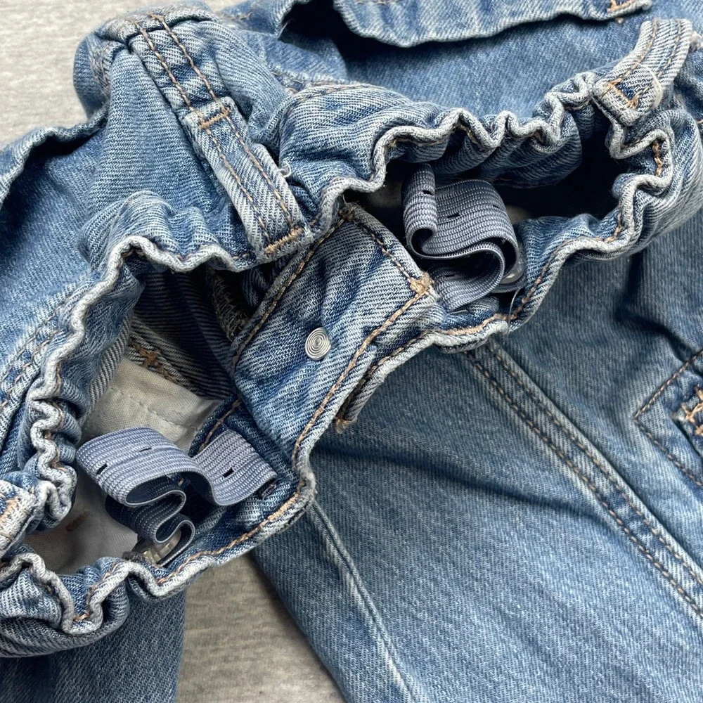 Old Navy Jeans Kids 10 Baggy High Rise Light Wash Cargo Built-In Tough EUC