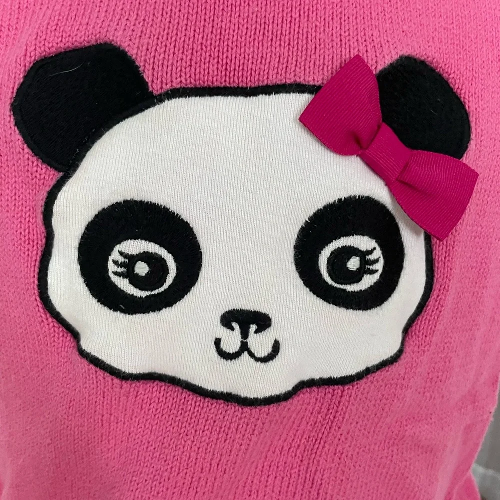Gymboree vintage 2011 panda sweater vest pink vguc 100% cotton girls 10 12