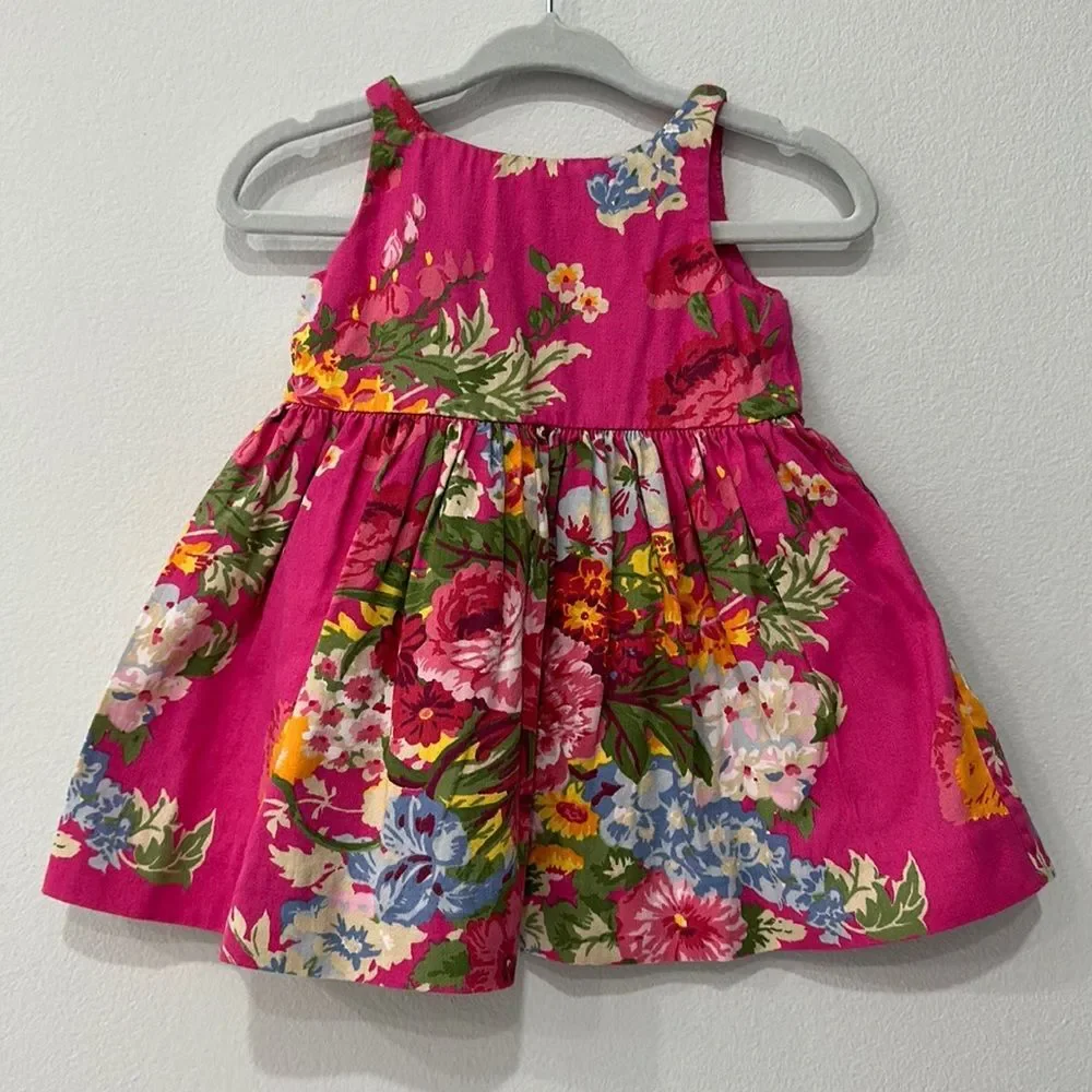 Ralph Lauren Baby Girls Floral Cotton Sateen Dress Size 3 Months