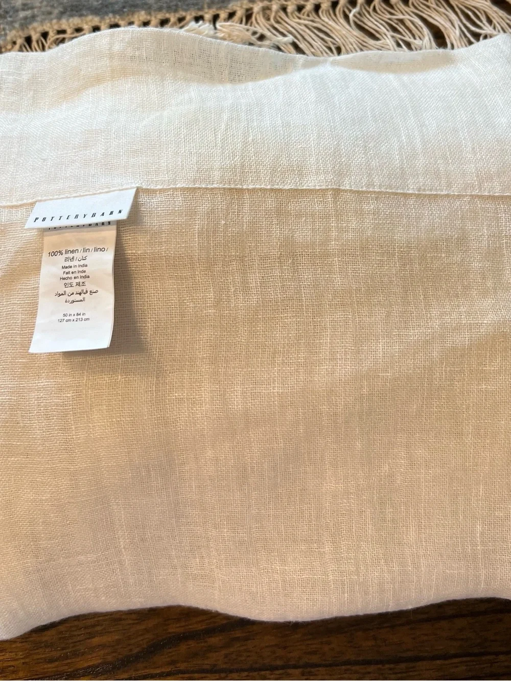 Pottery Barn 💯 Ivory Linen Sheer Curtain Panel 50x84 like new!