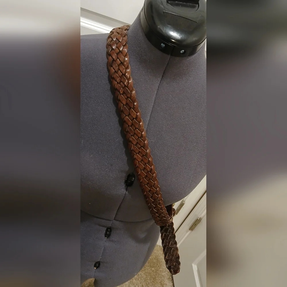 Men's Roundtree & Yorke Brown‎ Leather Braided Belt