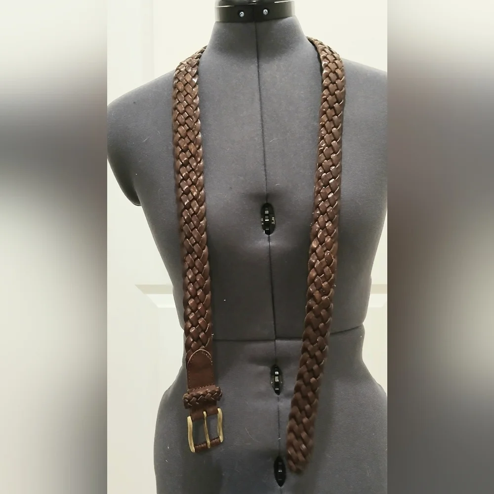 Men's Roundtree & Yorke Brown‎ Leather Braided Belt