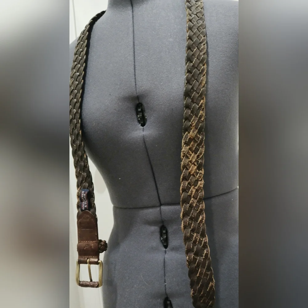 Men's Roundtree & Yorke Brown‎ Leather Braided Belt