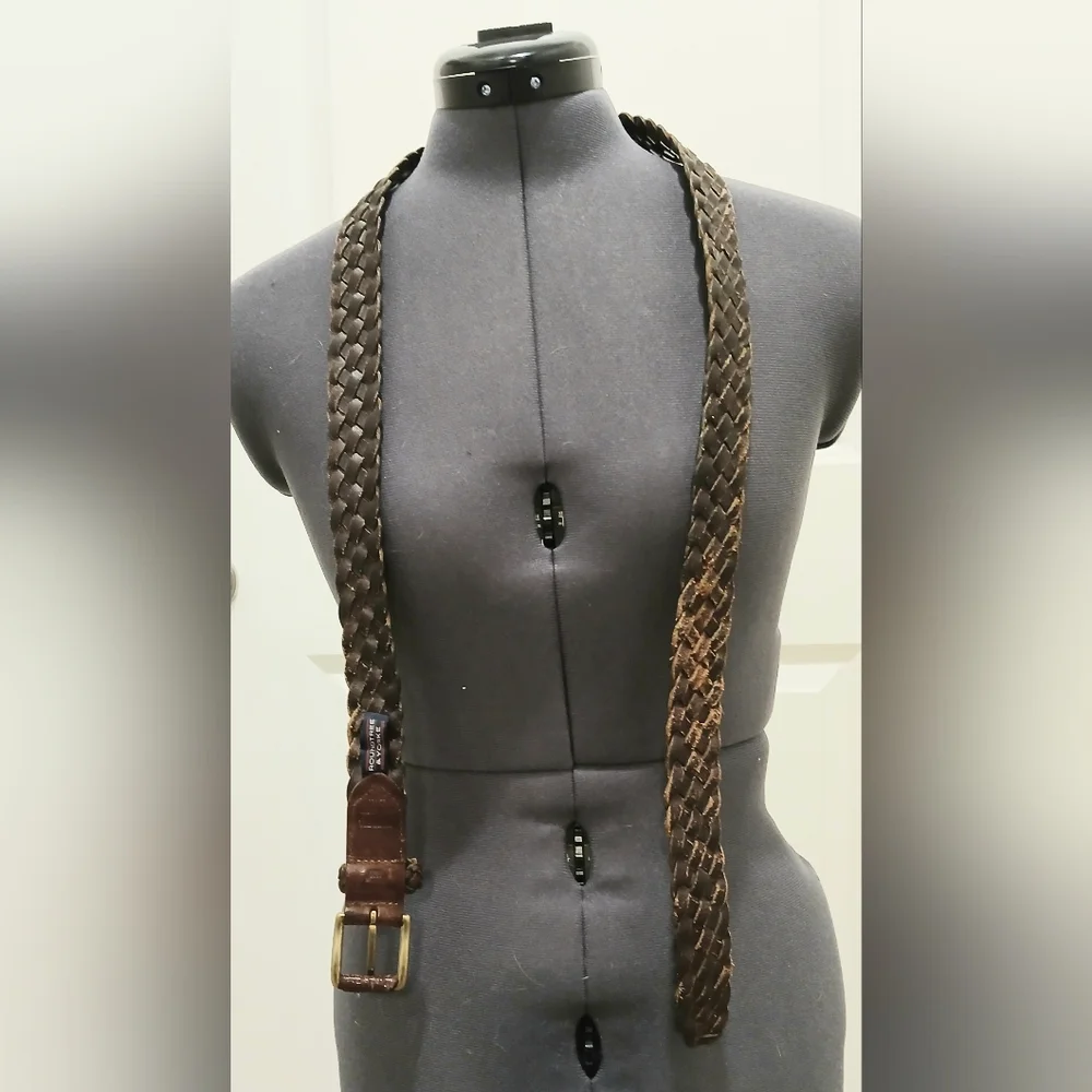 Men's Roundtree & Yorke Brown‎ Leather Braided Belt