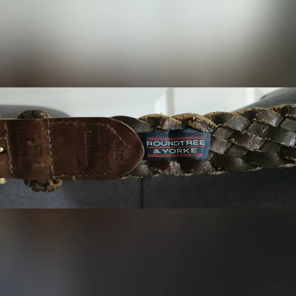 Men's Roundtree & Yorke Brown‎ Leather Braided Belt