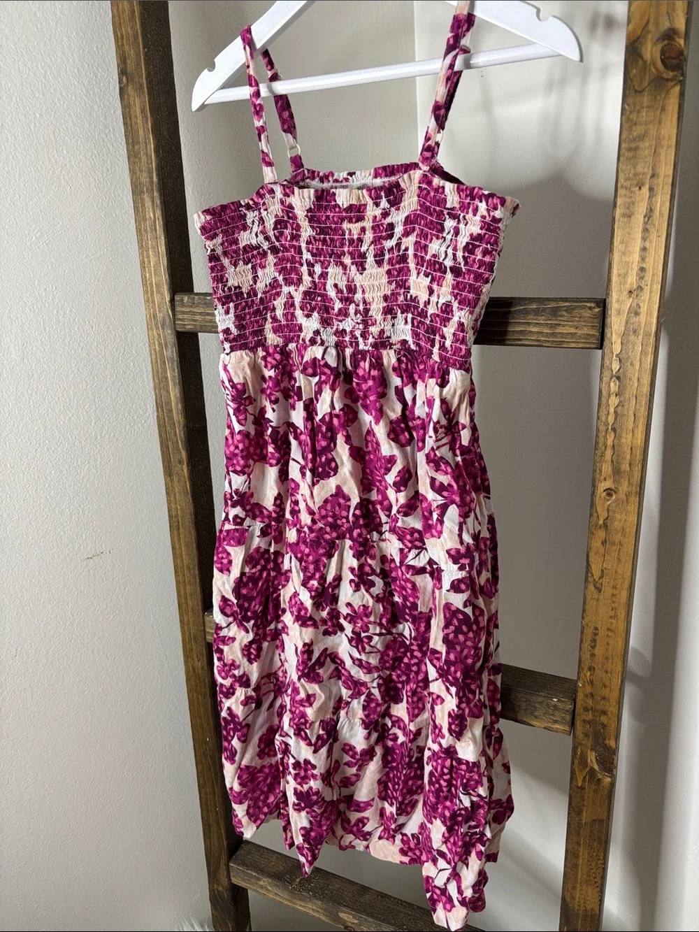 Old Navy Pink Floral Smocked Sundress for Girls Size M