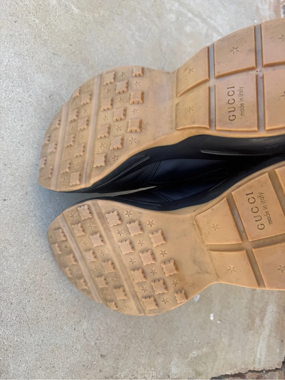 Gucci Black Leather Sneakers with Rainbow Script